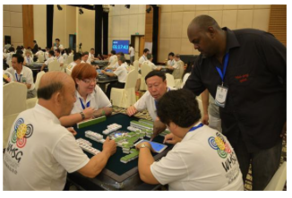 French judge André Balagourou of World Mahjong Sports Games was interviewed by the media